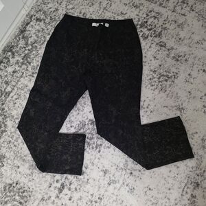 Chic Black Patterned Straight Leg Pants